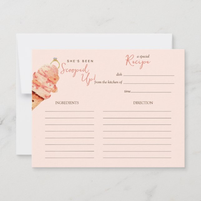 Pink Ice cream  Bridal shower Recipe card (Front)