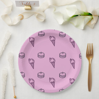 Pink ice-cream & cake Paper Plate