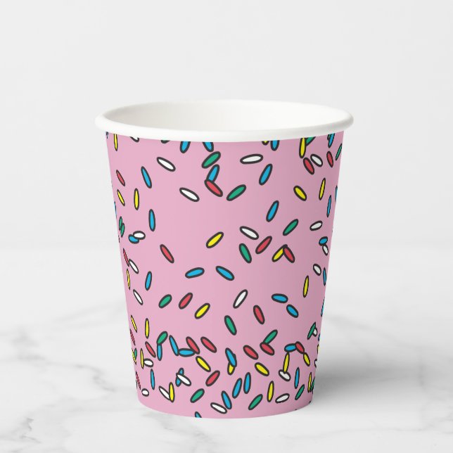 Pink Ice Cream Colourful Sprinkles Paper Cups (Front)