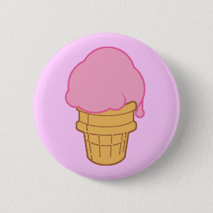 Pink Ice Cream Cone 6 Cm Round Badge