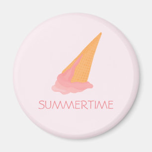 Pink ice cream cone design magnet