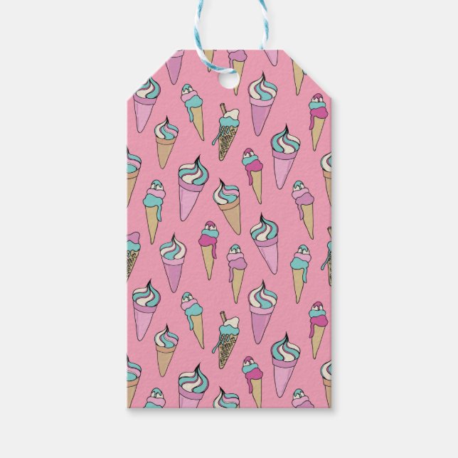 Pink Ice Cream Cone pattern Gift Tags (Front)