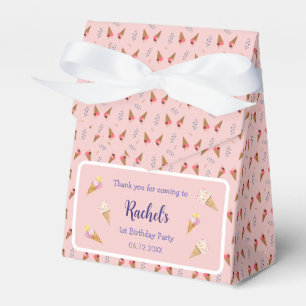 Pink Ice Cream Cone Pattern Girl's First Birthday Favour Box