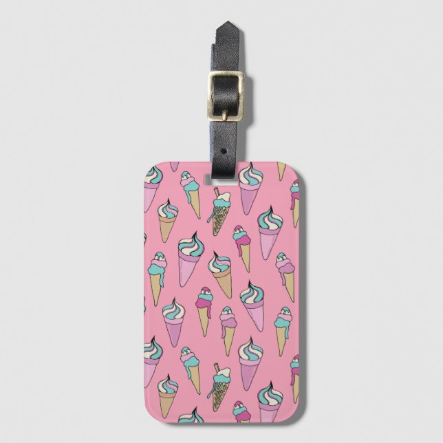 Pink Ice Cream Cone Pattern Luggage Tag (Front Vertical)