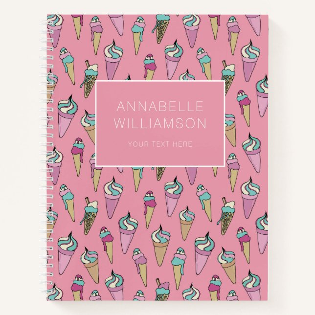 Pink Ice Cream Cone pattern Notebook (Front)