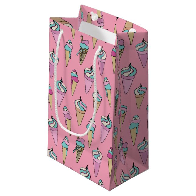 Pink Ice Cream Cone pattern Small Gift Bag (Front Angled)