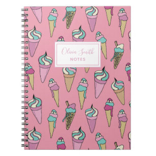 Pink Ice Cream Cone Personalised Notebook