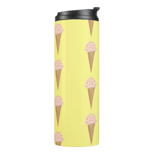 Pink Ice Cream Cone Strawberry Sprinkles Thermal Tumbler (Rotated Left)