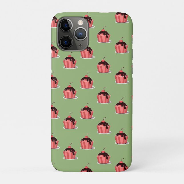 Pink ice cream cups on green Case-Mate iPhone case (Back)