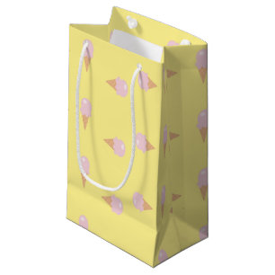 Pink ice cream on yellow small gift bag