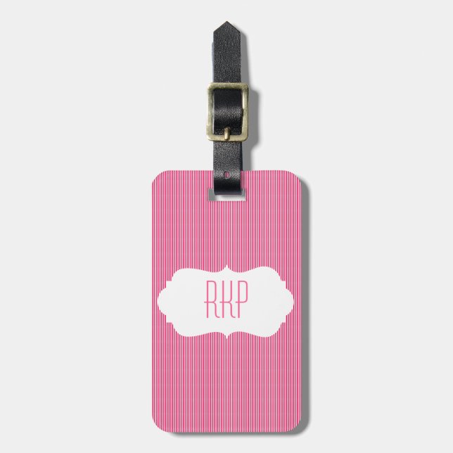 Pink Ice Cream Stripes Fun Customisable Luggage Tag (Front Vertical)