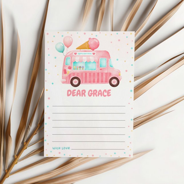 Pink Ice Cream Truck Birthday Time Capsule Card (Creator Uploaded)