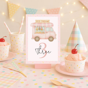 Pink Ice Cream Truck  Table Number