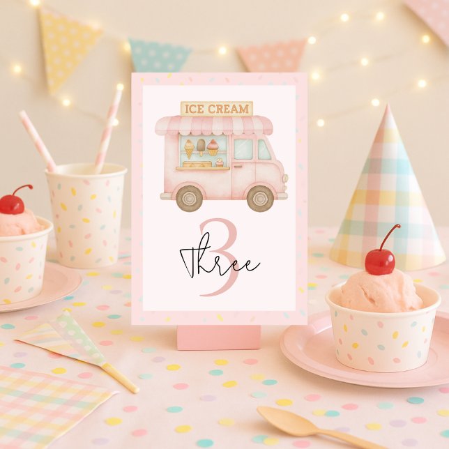 Pink Ice Cream Truck  Table Number (Creator Uploaded)