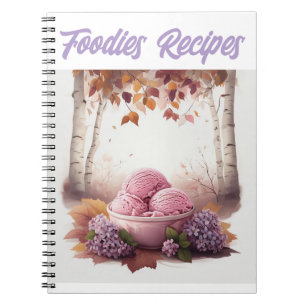 Pink Ice Cream with Lilac Flowers Foodies Recipes Notebook