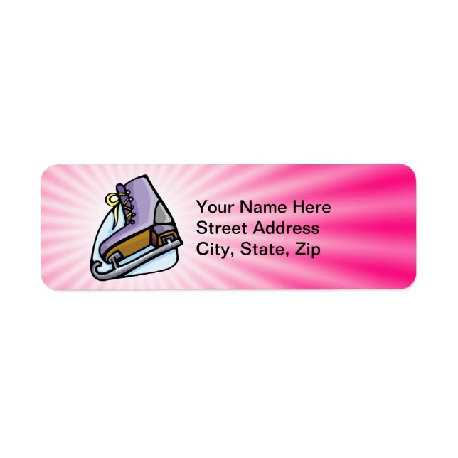 Pink Ice Skate Return Address Label (Front)