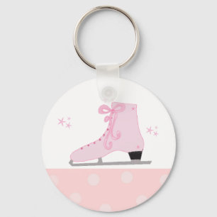 Pink Ice Skating Design Key Ring
