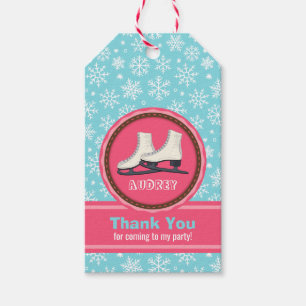 Pink Ice skating Sky Rink Sport Birthday Gift Tags