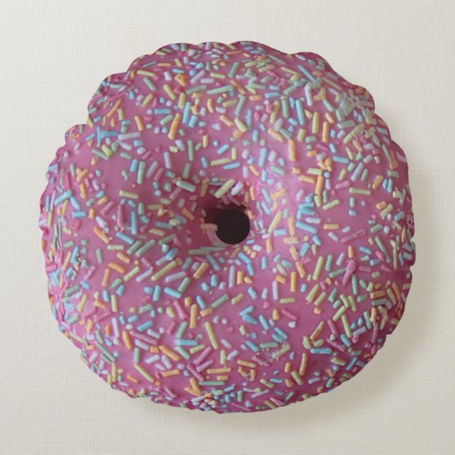 Pink iced donuts round cushion (Front)