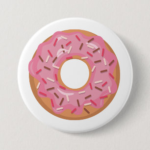 Pink Iced Doughnut With Sprinkles 7.5 Cm Round Badge