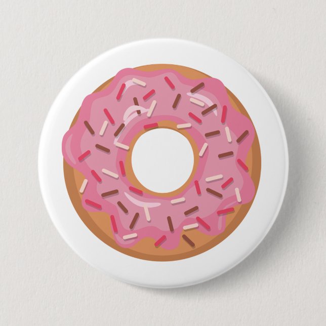 Pink Iced Doughnut With Sprinkles 7.5 Cm Round Badge (Front)