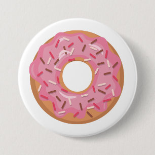 Pink Iced Doughnut With Sprinkles 7.5 Cm Round Badge