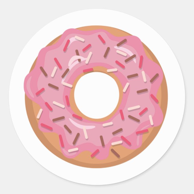 Pink Iced Doughnut With Sprinkles Classic Round Sticker (Front)