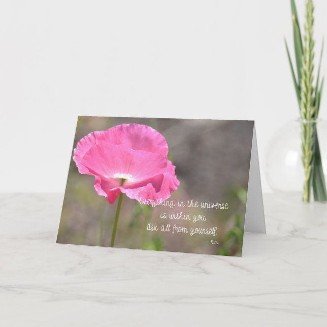 Pink Iceland Poppy Flower Card (Front)
