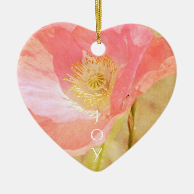 Pink Iceland Poppy Heart Ornament (Front)