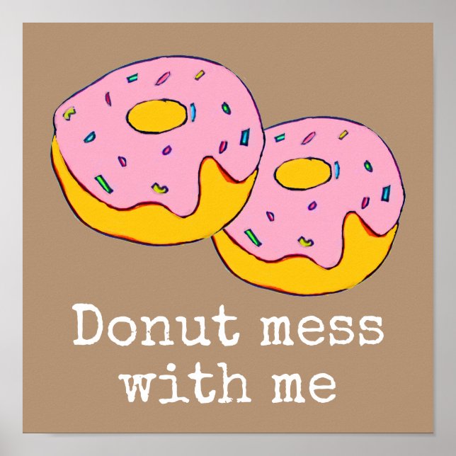 Pink icing dounut cute food art poster (Front)