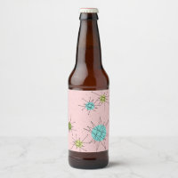 Pink Iconic Atomic Starbursts Beer Bottle Label