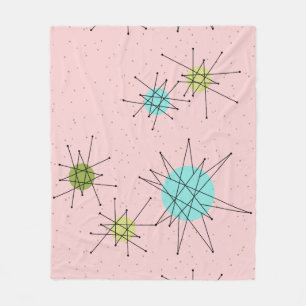 Pink Iconic Atomic Starbursts Fleece Blanket
