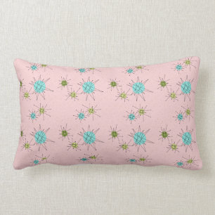 Pink Iconic Atomic Starbursts Lumbar Pillow