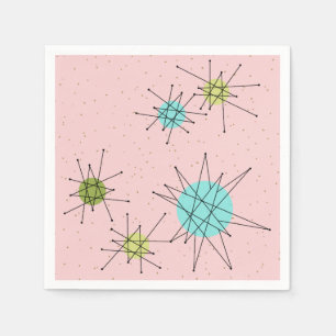 Pink Iconic Atomic Starbursts Paper Napkins