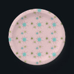 Pink Iconic Atomic Starbursts Paper Plates<br><div class="desc">This Pink Iconic Atomic Starbursts Paper Plate pattern features iconic atomic starbursts. That’s right! The old school, First Lady Pink coloured background with gold speckles is the perfect backdrop for the vibrant turquoise, soothing celery, and kitschy pear green coloured circles. The spots of colour are sporadically placed in various sizes...</div>