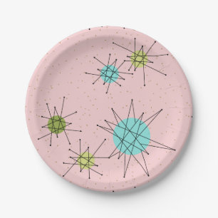 Pink Iconic Atomic Starbursts Paper Plates
