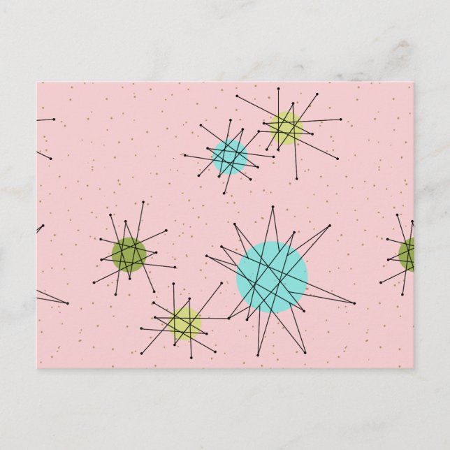 Pink Iconic Atomic Starbursts Postcard (Front)