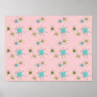 Pink Iconic Atomic Starbursts Poster