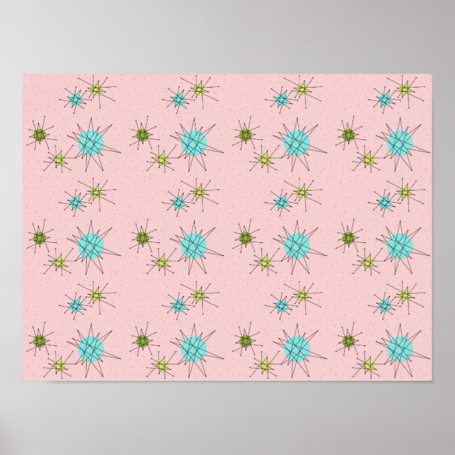 Pink Iconic Atomic Starbursts Poster (Front)