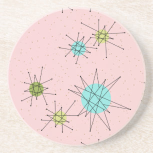 Pink Iconic Atomic Starbursts Sandstone Coaster