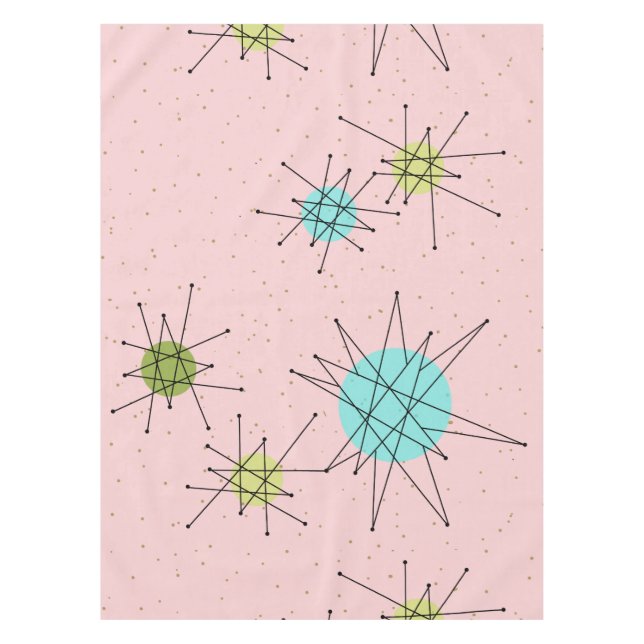 Pink Iconic Atomic Starbursts Tablecloth (Front)