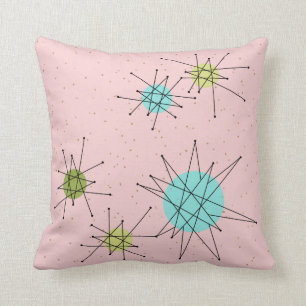 Pink Iconic Atomic Starbursts Throw Pillow