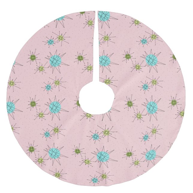 Pink Iconic Atomic Starbursts Tree Skirt (Front)
