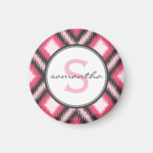 Pink Ikat Monogram Magnet