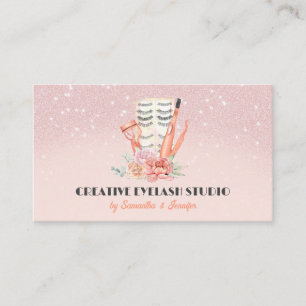Pink Illustrated Tweezer Curler Eyelashes Business Card