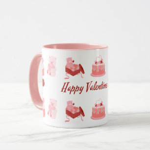 Pink Illustrative Happy Valentine’s Day Classic Mug