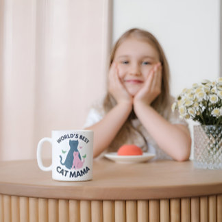 Pink Illustrative World's Best Cat Mama Coffee Mug