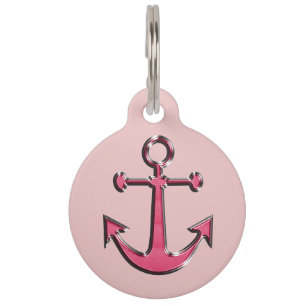 Pink Image of Metallic Anchor Pet Tag