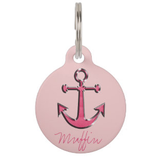 Pink Image of Metallic Anchor Pet Tag