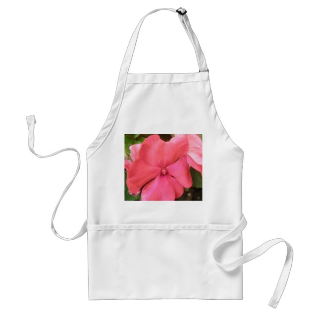 Pink Impatiens Flower Macro Apron (Front)